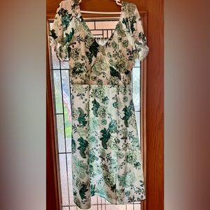 Relipop Summer Dress Deep V Neck Short Sleeve Ruched Bust Side Slit